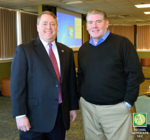 Rep. Carter (left) with Stephen Bull, president of the Greater Danbury Chamber of Commerce