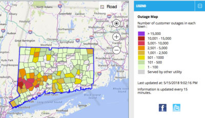 Eversource Outage Map Indicates 1925 Customer Outages in Bethel from ...