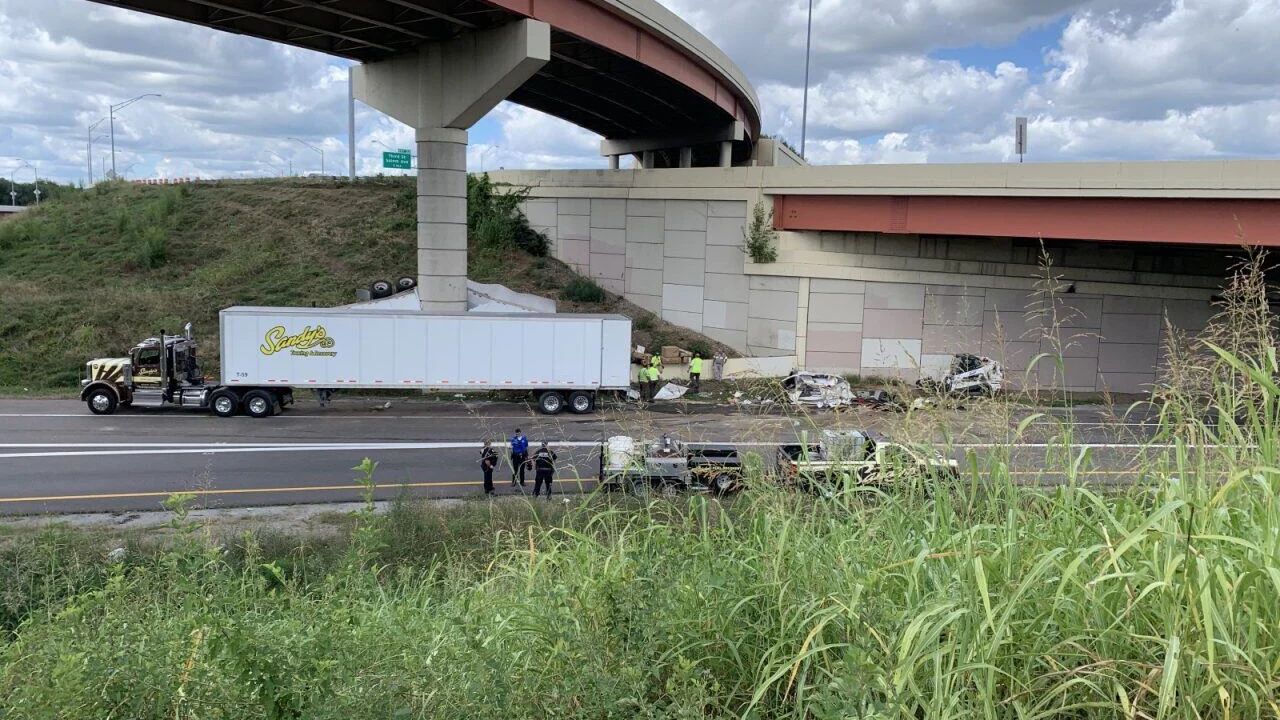 37-year-old Woman Dies After FedEx Truck Flips Off Bridge on I-75 in Dayton