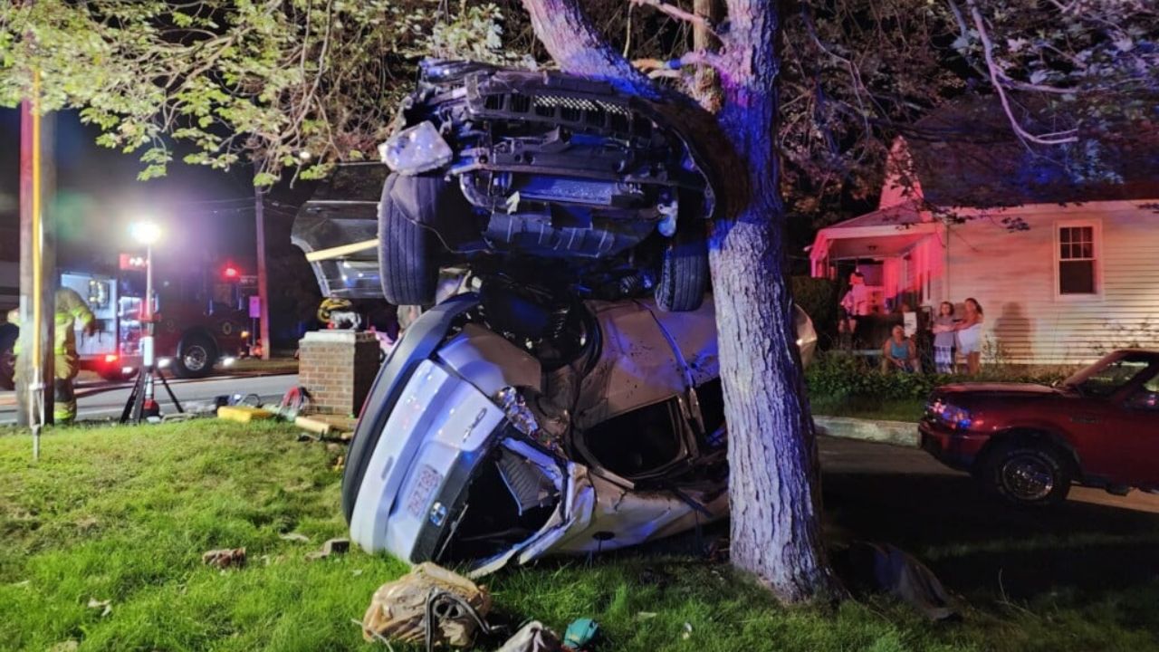Person Airlifted after Car Crashes into Tree and Lands on Another Vehicle in Blackstone