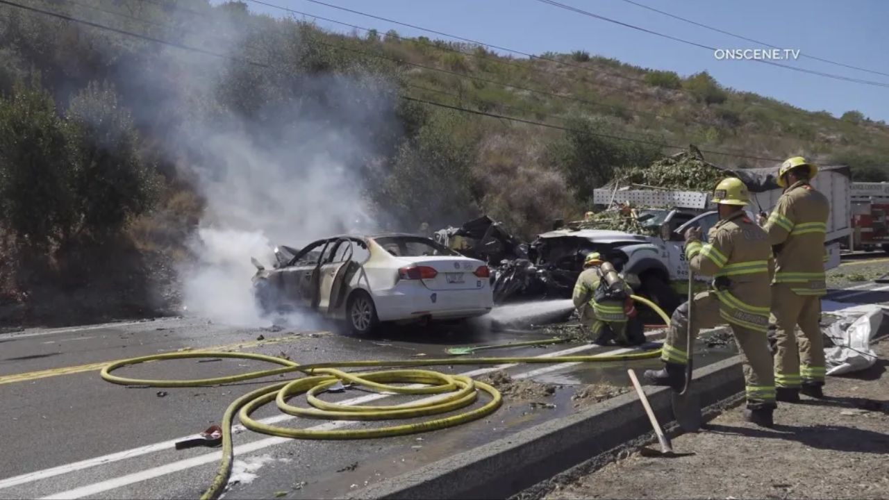 Deadly Santiago Canyon Road Crash Caused by Gardening Truck, Heroic Man Saves Young Boy