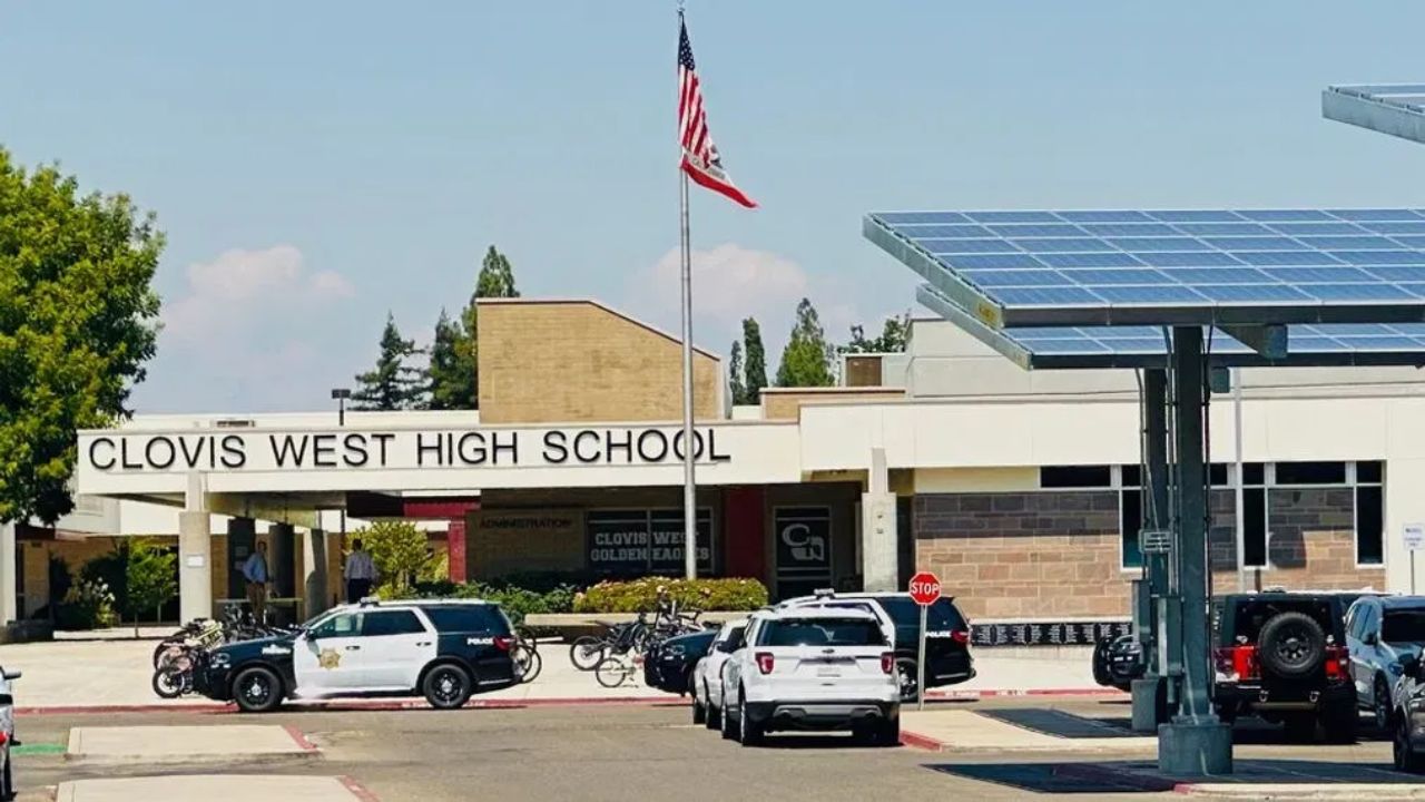 High School Area Evacuated after Power Lines Fall after Car Crashed into Power Pole in Fresno (1)