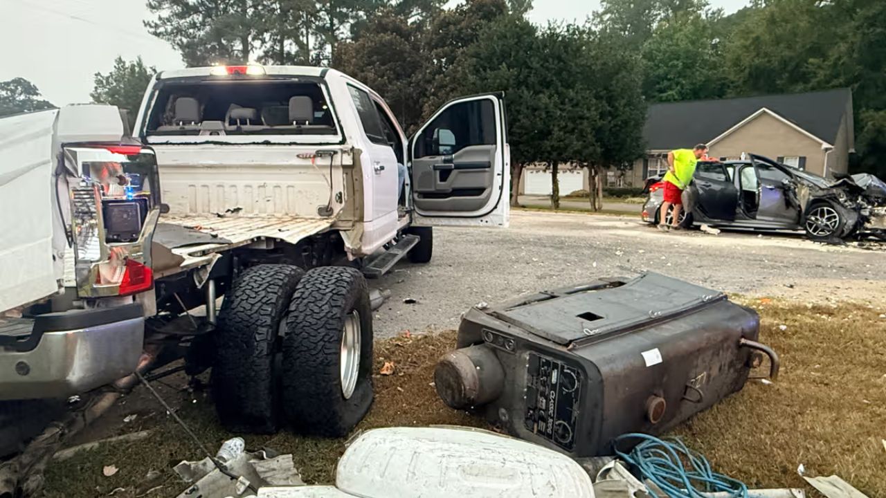 Pickup Truck Goes Airborne in 4-Vehicle Crash in Johnston County; Pregnant Woman Taken to Hospital
