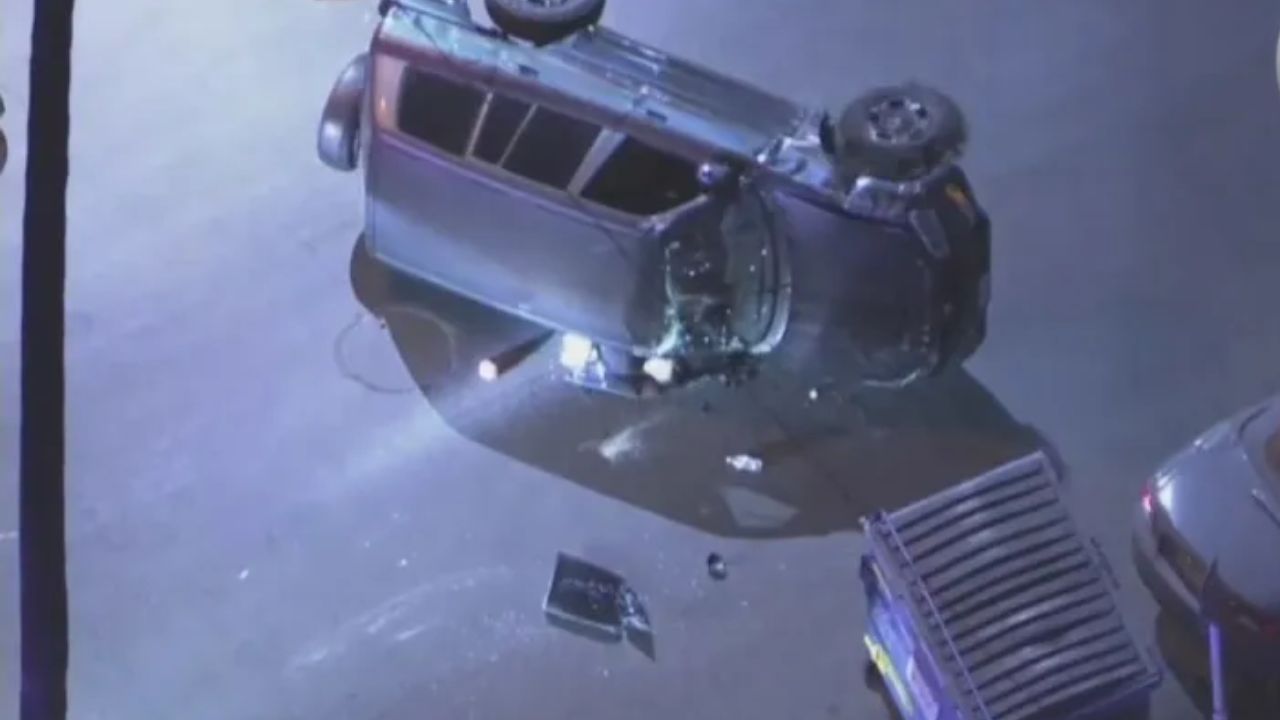SUV Flip on Calvert Street Ends Intense LAPD Chase in Van Nuys; Suspect Partially Ejected