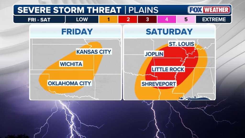 Severe Storms Expected Across Ozarks, Ark-La-Tex, and Mississippi Valley This Weekend (1)
