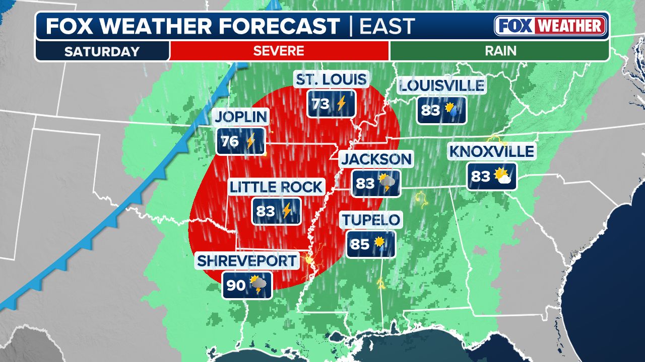 Severe Storms Expected Across Ozarks, Ark-La-Tex, and Mississippi Valley This Weekend