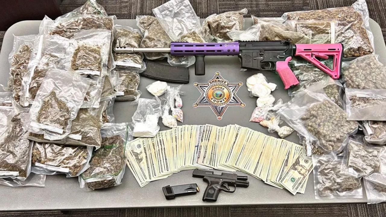 Three Arrested after Moore County Drug Bust Uncovers Narcotics, Firearms, and Cash