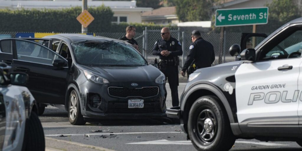 Stolen Vehicle Pursuit through Garden Grove and Long Beach Ends in Crash on Studebaker Road