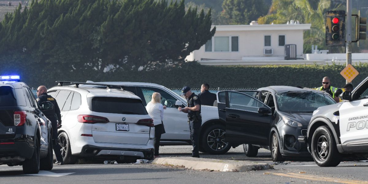 Stolen Vehicle Pursuit through Garden Grove and Long Beach Ends in Crash on Studebaker Road