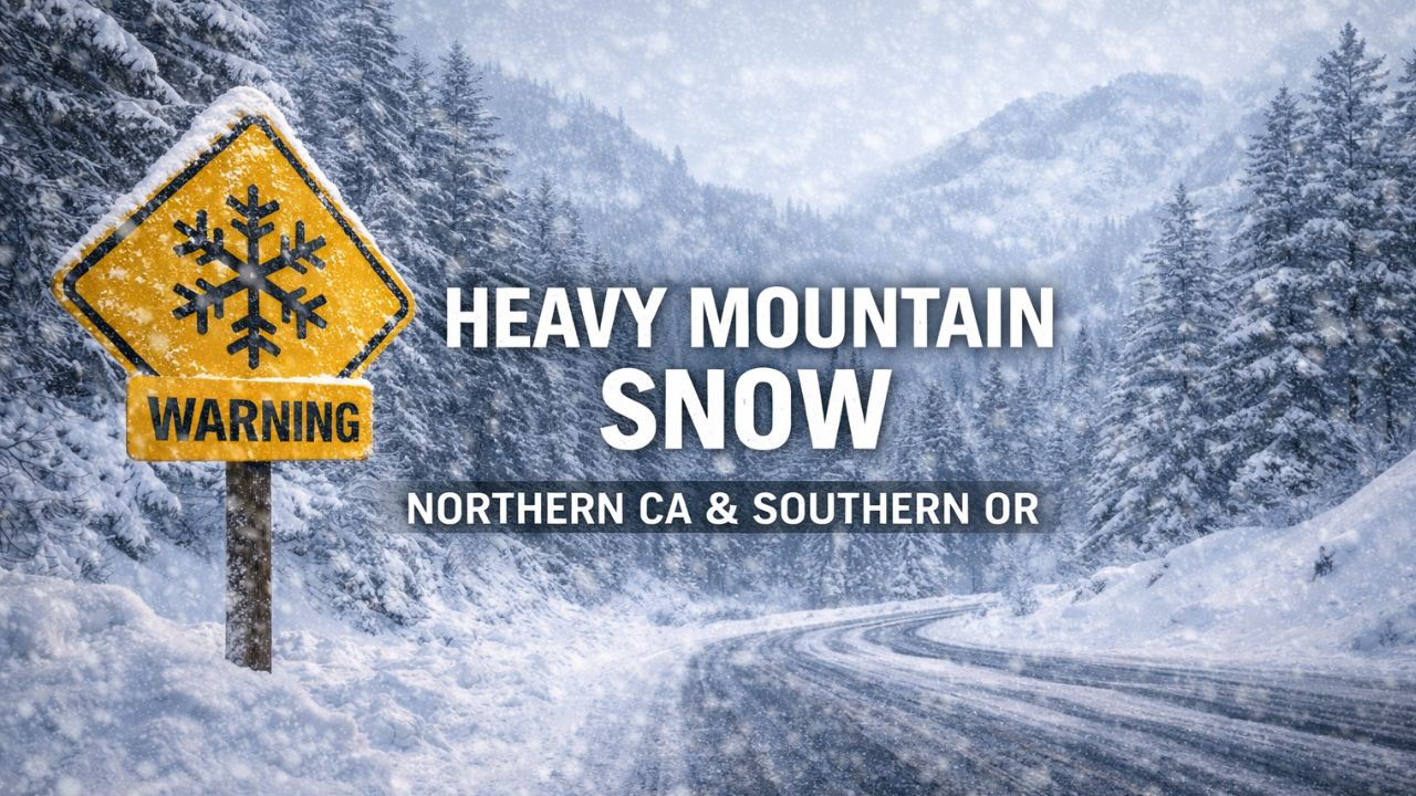 Heavy Mountain Snow, Strong Winds Expected This Weekend Across Northern California and Southern Oregon