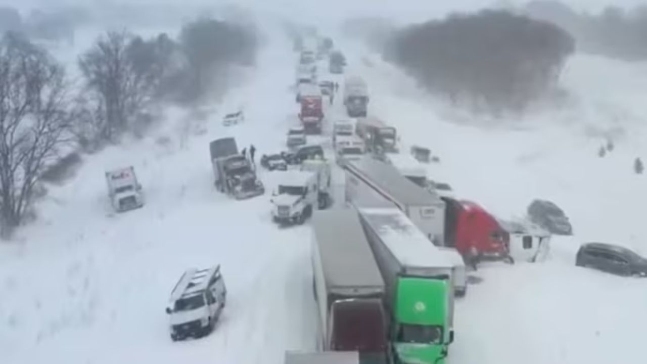 Massive Pileup Involving Over 100 Vehicles Shuts Down Interstate in Michigan Snowstorm